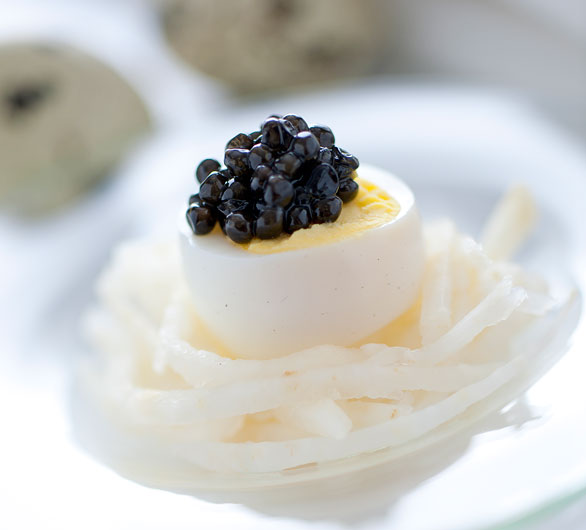 quail eggs and caviar